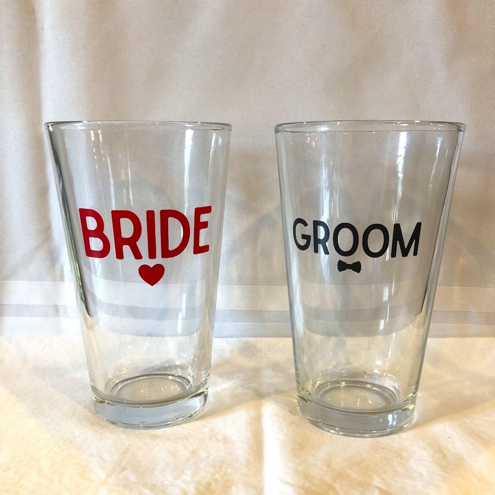 Bride and Groom Glass Tumblers